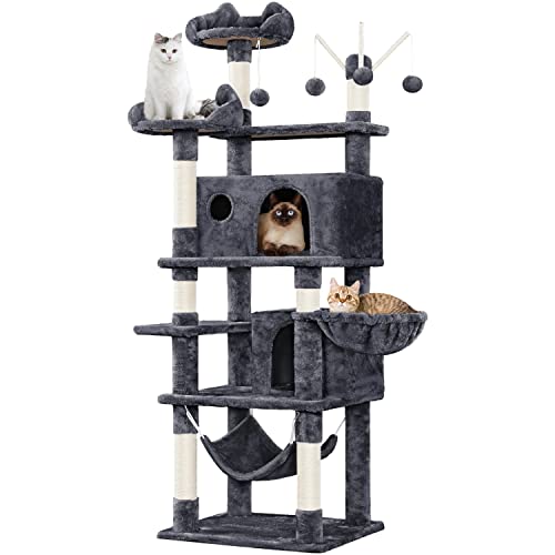 Yaheetech Kratzbaum 170 cm Katzenbaum XL Stabiler Katzenkratzbaum Kletterbaum für Katzen, mit Aussichtsplattform Katzenhöhlen Hängematte Liegemulde Plüschbälle, Dunkelgrau Yaheetech Kratzbaum 170 cm Katzenbaum XL Stabiler Katzenkratzbaum Kletterbaum für Katzen, mit Aussichtsplattform Katzenhöhlen Hängematte Liegemulde Plüschbälle, Dunkelgrau von Yaheetech