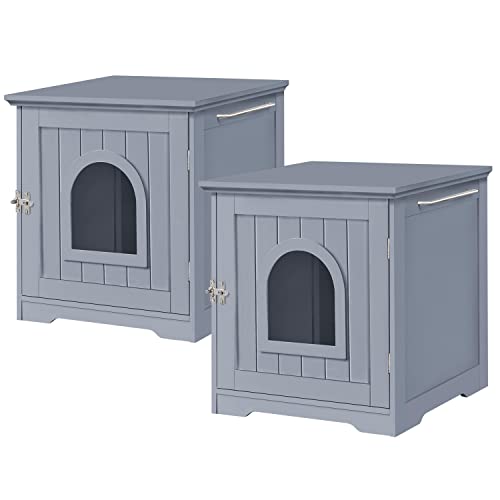 Yaheetech 2er Set Katzentoilette Katzenklo Schrank Katzenhaus Holz Katzenhöhle Einzeltür Katzenkommode Großer Stauraum, Grau Yaheetech 2er Set Katzentoilette Katzenklo Schrank Katzenhaus Holz Katzenhöhle Einzeltür Katzenkommode Großer Stauraum, Grau von Yaheetech
