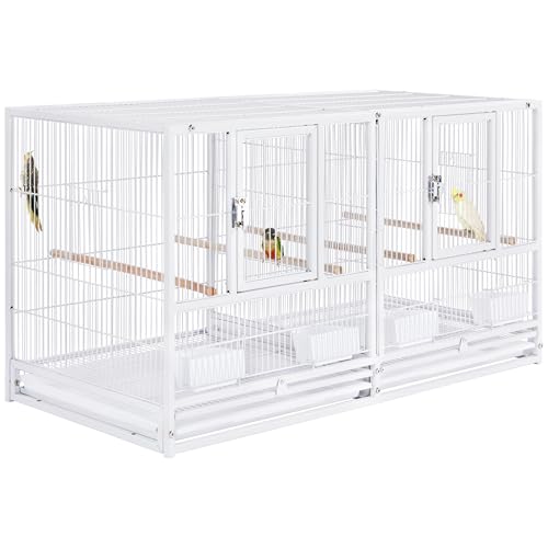 Yaheetech Großer Vogelkäfig Vogelvoliere Papageienkäfig Doppelkäfig Trennwand Trenngitter Zuchtkäfig Vogelhaus 96 X 46X 53 cm Weiß Yaheetech Großer Vogelkäfig Vogelvoliere Papageienkäfig Doppelkäfig Trennwand Trenngitter Zuchtkäfig Vogelhaus 96 X 46X 53 cm Weiß von Yaheetech