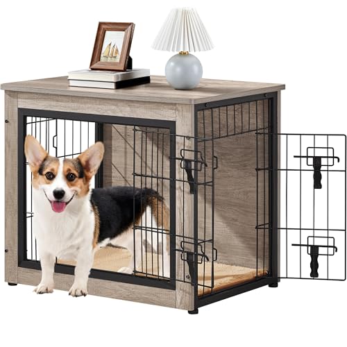 Yaheetech Hundekäfig Möbel mit Hundedecke & 2 Türen, Hundebox für Zuhause, Moderne Hundehütte Indoor, Hundebox Holz für Wohnzimmer, 69x51x61 cm, Grau Yaheetech Hundekäfig Möbel mit Hundedecke & 2 Türen, Hundebox für Zuhause, Moderne Hundehütte Indoor, Hundebox Holz für Wohnzimmer, 69x51x61 cm, Grau von Yaheetech