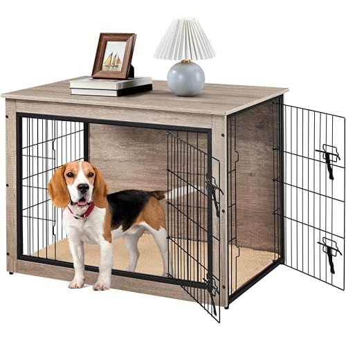 Yaheetech Hundekäfig Möbel mit Hundedecke & 2 Türen, Hundebox für Zuhause, Moderne Hundehütte Indoor, Hundebox Holz für Wohnzimmer, 96x65x68 cm, Grau Yaheetech Hundekäfig Möbel mit Hundedecke & 2 Türen, Hundebox für Zuhause, Moderne Hundehütte Indoor, Hundebox Holz für Wohnzimmer, 96x65x68 cm, Grau von Yaheetech