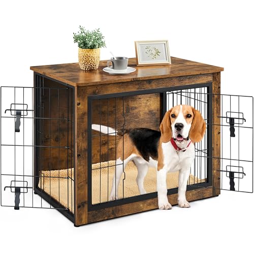 Yaheetech Hundekäfig Möbel mit Hundedecke & 2 Türen, Hundebox für Zuhause, Moderne Hundehütte Indoor bis zu 61 kg, Hundebox Holz für Wohnzimmer, 80x56x64 cm, Braun Yaheetech Hundekäfig Möbel mit Hundedecke & 2 Türen, Hundebox für Zuhause, Moderne Hundehütte Indoor bis zu 61 kg, Hundebox Holz für Wohnzimmer, 80x56x64 cm, Braun von Yaheetech