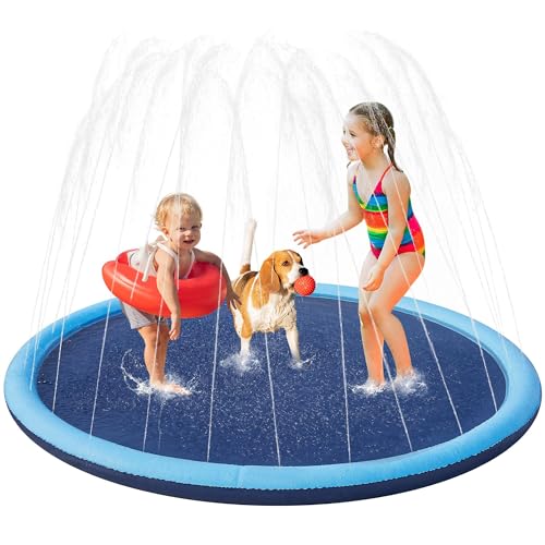 Yaheetech Hundepool 170cm, Faltbarer Splash Sprinkler Pad, 0.58mm Verdickt Wasserspielmatte, Anti-Rutsch & 4 Flicken, Hunde Wasserspielzeug Hundeplanschbecken, Sprühmatte Sprühkissen für Sommer Garten von Yaheetech