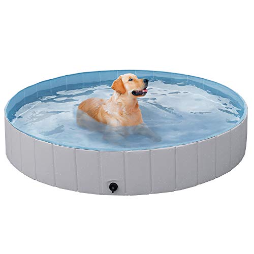 Yaheetech Hundepool Schwimmbad Hundeplanschbecken 100 cm/120 cm/140 cm/160 cm Hundebad Doggy Pool Haustierpool Katzenpool Wasserbad PVC-rutschfest mit Ablassventil von Yaheetech