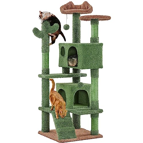 Yaheetech Kaktus Kratzbaum 138 cm hoch Moderner Katzenbaum Katzenkratzbaum mit Aussichtsplattform Katzenhöhle Sisalstämme Plüschball, Grün/Braun Yaheetech Kaktus Kratzbaum 138 cm hoch Moderner Katzenbaum Katzenkratzbaum mit Aussichtsplattform Katzenhöhle Sisalstämme Plüschball, Grün/Braun von Yaheetech