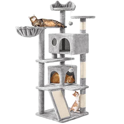 Yaheetech Katzen Kratzbaum 139 cm Kletterbaum Kratzbaum mit 2 Plüschhöhle und 3 Aussichtplattform Kuscheliges Spielhaus, Hellgrau Yaheetech Katzen Kratzbaum 139 cm Kletterbaum Kratzbaum mit 2 Plüschhöhle und 3 Aussichtplattform Kuscheliges Spielhaus, Hellgrau von Yaheetech