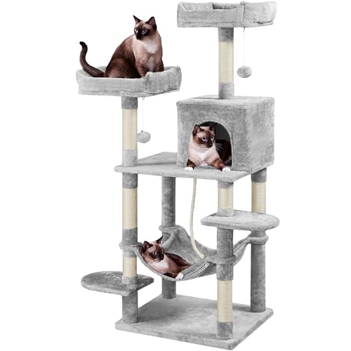 Yaheetech Katzen Kratzbaum Stabil Kletterbaum Katzenkratzbaum mit Sisal-Kratzstangen Hängematte und Katzenhöhle Yaheetech Katzen Kratzbaum Stabil Kletterbaum Katzenkratzbaum mit Sisal-Kratzstangen Hängematte und Katzenhöhle von Yaheetech