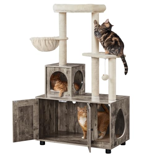 Yaheetech Katzenbaum mit Katzenklo Schrank, 134,5 cm hoch, All-in-One Kratzbaum mit Höhle Plattform Liegemulde, Katzenschrank für Katzentoilette, Greige-Beige Yaheetech Katzenbaum mit Katzenklo Schrank, 134,5 cm hoch, All-in-One Kratzbaum mit Höhle Plattform Liegemulde, Katzenschrank für Katzentoilette, Greige-Beige von Yaheetech