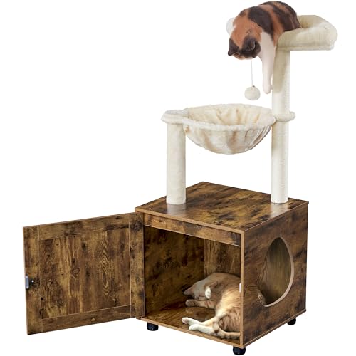 Yaheetech Kratzbaum mit Katzenklo-Schrank, 125 cm Stabiler Katzenbaum Holz für große Katze mit Kratzsäule Liegefläche, Katzenschrank für Katzentoilette, Vintagebraun-Beige Yaheetech Kratzbaum mit Katzenklo-Schrank, 125 cm Stabiler Katzenbaum Holz für große Katze mit Kratzsäule Liegefläche, Katzenschrank für Katzentoilette, Vintagebraun-Beige von Yaheetech