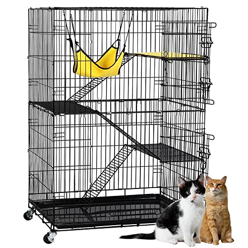 Yaheetech Katzenkäfig mit 4 Ebenen, Rattenkäfig mit 2 Tür, Abnehmbarer Käfig für Kleintiere, Schwarz, 123x80x56 cm Yaheetech Katzenkäfig mit 4 Ebenen, Rattenkäfig mit 2 Tür, Abnehmbarer Käfig für Kleintiere, Schwarz, 123x80x56 cm von Yaheetech