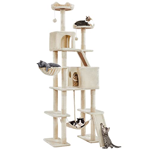 Yaheetech Katzenkratzbaum 206 cm deckenhoch, XXL groß Katzenbaum, Stabiler Kletterbaum Kratzbaum für Katzen mit Sisalseil Korb Hängematte, Beige Yaheetech Katzenkratzbaum 206 cm deckenhoch, XXL groß Katzenbaum, Stabiler Kletterbaum Kratzbaum für Katzen mit Sisalseil Korb Hängematte, Beige von Yaheetech