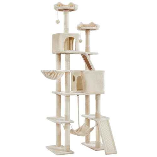 Yaheetech Katzenkratzbaum 206 cm deckenhoch, XXL groß Katzenbaum, Stabiler Kletterbaum Kratzbaum für Katzen mit Sisalseil Korb Hängematte Beige Yaheetech Katzenkratzbaum 206 cm deckenhoch, XXL groß Katzenbaum, Stabiler Kletterbaum Kratzbaum für Katzen mit Sisalseil Korb Hängematte Beige von Yaheetech