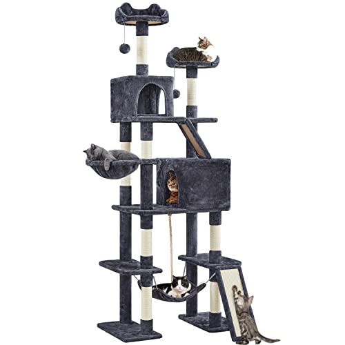 Yaheetech Katzenkratzbaum 206 cm deckenhoch, XXL groß Katzenbaum, Stabiler Kletterbaum Kratzbaum für große Katzen mit Sisalseil Korb Hängematte Dunkelgrau Yaheetech Katzenkratzbaum 206 cm deckenhoch, XXL groß Katzenbaum, Stabiler Kletterbaum Kratzbaum für große Katzen mit Sisalseil Korb Hängematte Dunkelgrau von Yaheetech