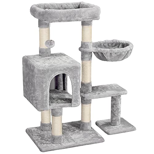Yaheetech Katzenkratzbaum Katzenbaum stabil Kratzbaum, 96cm hoch mit Korb Höhle und Sisal, Kletterbaum Katzenparadis, Hellgrau Yaheetech Katzenkratzbaum Katzenbaum stabil Kratzbaum, 96cm hoch mit Korb Höhle und Sisal, Kletterbaum Katzenparadis, Hellgrau von Yaheetech