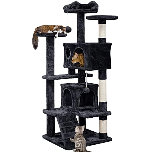 Yaheetech Kratzbaum Kletterbaum katzenkratzbaum mit 2 Katzenhöhlen, Stabil Katzenbaum 137 cm, Schwarz Yaheetech Kratzbaum Kletterbaum katzenkratzbaum mit 2 Katzenhöhlen, Stabil Katzenbaum 137 cm, Schwarz von Yaheetech