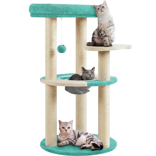 Yaheetech Kratzbaum, Stabiler Kletterbaum für Katzen, modernes Design mit Plattform, Raumkapsel und Sisalstämmen, Indigo/Beige Yaheetech Kratzbaum, Stabiler Kletterbaum für Katzen, modernes Design mit Plattform, Raumkapsel und Sisalstämmen, Indigo/Beige von Yaheetech