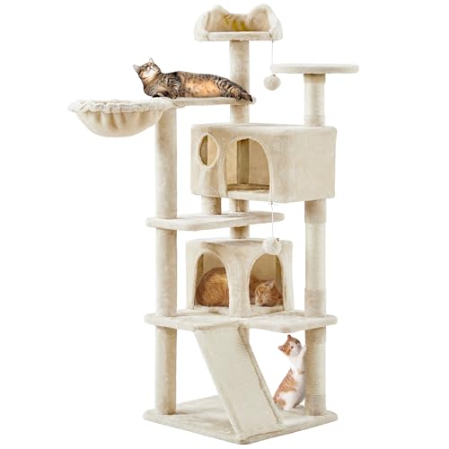 Yaheetech Kratzbaum 145 cm Kletterbaum mit 2 Katzenhöhlen 3 Aussichtsplattformen Katzenkratzbaum Spielsisal Katzenmöbel, Beige Yaheetech Kratzbaum 145 cm Kletterbaum mit 2 Katzenhöhlen 3 Aussichtsplattformen Katzenkratzbaum Spielsisal Katzenmöbel, Beige von Yaheetech