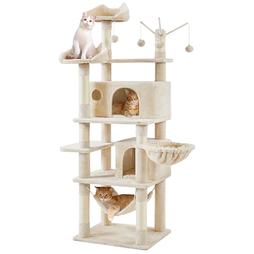 Yaheetech Kratzbaum 170 cm Katzenbaum XL Stabiler Katzenkratzbaum Kletterbaum für Katzen, mit Aussichtsplattform Katzenhöhlen Hängematte Liegemulde Plüschbälle, Beige Yaheetech Kratzbaum 170 cm Katzenbaum XL Stabiler Katzenkratzbaum Kletterbaum für Katzen, mit Aussichtsplattform Katzenhöhlen Hängematte Liegemulde Plüschbälle, Beige von Yaheetech