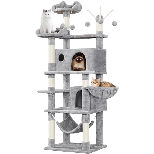 Yaheetech Kratzbaum 170 cm Katzenbaum XL Stabiler Katzenkratzbaum Kletterbaum für Katzen, mit Aussichtsplattform Katzenhöhlen Hängematte Liegemulde Plüschbälle, Hellgrau Yaheetech Kratzbaum 170 cm Katzenbaum XL Stabiler Katzenkratzbaum Kletterbaum für Katzen, mit Aussichtsplattform Katzenhöhlen Hängematte Liegemulde Plüschbälle, Hellgrau von Yaheetech
