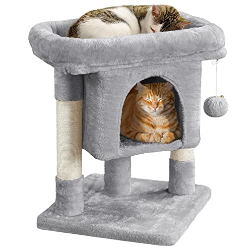 Yaheetech Kratzbaum Katzenbaum Stabiler Kletterbaum, mit Sisalstämmen Plüsch Höhle, Höhe 60 cm, Hellgrau Yaheetech Kratzbaum Katzenbaum Stabiler Kletterbaum, mit Sisalstämmen Plüsch Höhle, Höhe 60 cm, Hellgrau von Yaheetech