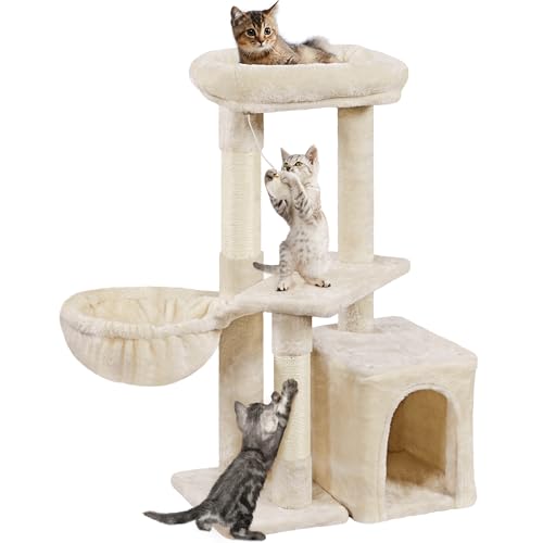 Yaheetech Kratzbaum 87 cm Katzenbaum Kletterbaum, mit Aussichtsplattform Liegemulde Katzenhöhle Sisalstämme, Beige Yaheetech Kratzbaum 87 cm Katzenbaum Kletterbaum, mit Aussichtsplattform Liegemulde Katzenhöhle Sisalstämme, Beige von Yaheetech