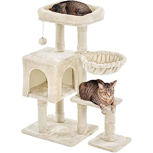 Yaheetech Kratzbaum 96 cm hoch Katzenbaum Kletterbaum für Katzen, mit Sisal Plüsch Katzenhöhle und Korb, Beige Yaheetech Kratzbaum 96 cm hoch Katzenbaum Kletterbaum für Katzen, mit Sisal Plüsch Katzenhöhle und Korb, Beige von Yaheetech