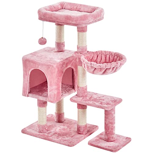 Yaheetech Kratzbaum 96 cm hoch Katzenbaum Kletterbaum für Katzen, mit Sisal Plüsch Katzenhöhle und Korb Rosa Yaheetech Kratzbaum 96 cm hoch Katzenbaum Kletterbaum für Katzen, mit Sisal Plüsch Katzenhöhle und Korb Rosa von Yaheetech