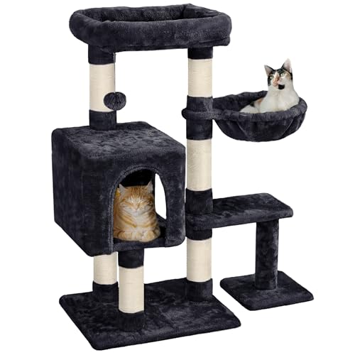 Yaheetech Kratzbaum 96 cm hoch Katzenbaum Kletterbaum für Katzen, mit Sisal Plüsch Katzenhöhle und Korb Schwarz Yaheetech Kratzbaum 96 cm hoch Katzenbaum Kletterbaum für Katzen, mit Sisal Plüsch Katzenhöhle und Korb Schwarz von Yaheetech