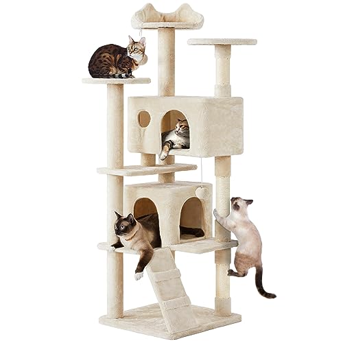 Yaheetech Kratzbaum Höhe 178 cm Stabiler Katzenbaum Katzenkratzbaum Katzenmöbel, Kletterbaum für Katzen, Beige Yaheetech Kratzbaum Höhe 178 cm Stabiler Katzenbaum Katzenkratzbaum Katzenmöbel, Kletterbaum für Katzen, Beige von Yaheetech