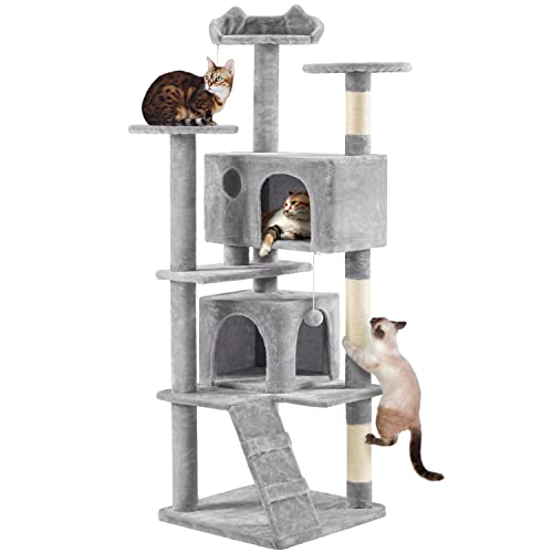 Yaheetech Kratzbaum Höhe 178 cm Stabiler Katzenbaum Katzenkratzbaum Katzenmöbel, Kletterbaum für Katzen, Hellgrau Yaheetech Kratzbaum Höhe 178 cm Stabiler Katzenbaum Katzenkratzbaum Katzenmöbel, Kletterbaum für Katzen, Hellgrau von Yaheetech