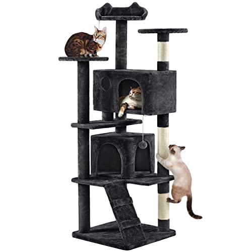 Yaheetech Kratzbaum Höhe 178 cm Stabiler Katzenbaum Katzenkratzbaum Katzenmöbel, Kletterbaum für Katzen, Schwarz Yaheetech Kratzbaum Höhe 178 cm Stabiler Katzenbaum Katzenkratzbaum Katzenmöbel, Kletterbaum für Katzen, Schwarz von Yaheetech