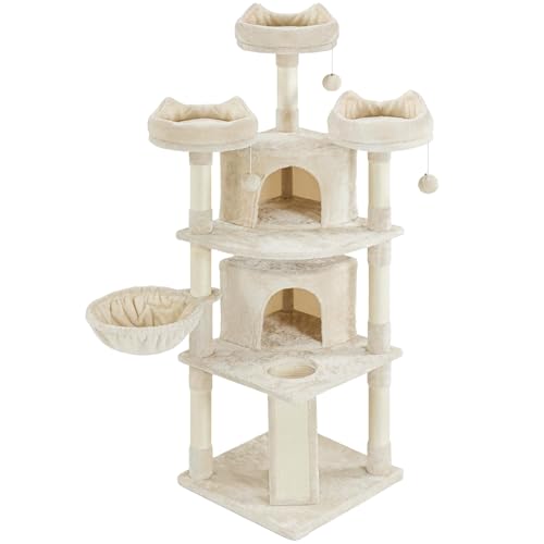 Yaheetech Kratzbaum Katzenkratzbaum 174 cm Katzenbaum Groß Kletterbaum 3 kuschelige Aussichtplattformen Spielhaus für Katzen Beige Yaheetech Kratzbaum Katzenkratzbaum 174 cm Katzenbaum Groß Kletterbaum 3 kuschelige Aussichtplattformen Spielhaus für Katzen Beige von Yaheetech