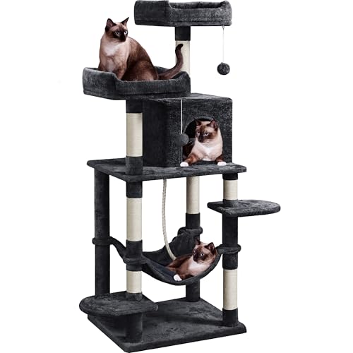 Yaheetech Kratzbaum 150 cm Katzenkratzbaum mit 2 Kuscheligen scheligen Aussichtsplattformen Sisal Katzenmöbel Kletterbaum für große Katzen, Schwarz Yaheetech Kratzbaum 150 cm Katzenkratzbaum mit 2 Kuscheligen scheligen Aussichtsplattformen Sisal Katzenmöbel Kletterbaum für große Katzen, Schwarz von Yaheetech
