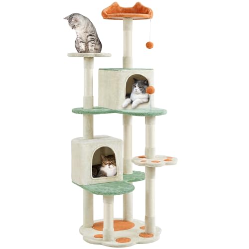 Yaheetech Kratzbaum Pfotenform Katzenbaum Höhe 164 cm, 5-stufiger Katzenkratzbaum mit Katzenhöhlen Aussichtsplattform Kratzstämme Plüschball, Grün & Beige Yaheetech Kratzbaum Pfotenform Katzenbaum Höhe 164 cm, 5-stufiger Katzenkratzbaum mit Katzenhöhlen Aussichtsplattform Kratzstämme Plüschball, Grün & Beige von Yaheetech