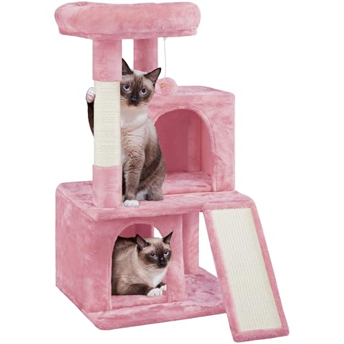 Yaheetech Kratzbaum, Stabiler Katzenbaum 91 cm Katzenkratzbaum, mit 2 Häuschen Sisal und Spielball, Spielbaum für Katzen, Rosa Yaheetech Kratzbaum, Stabiler Katzenbaum 91 cm Katzenkratzbaum, mit 2 Häuschen Sisal und Spielball, Spielbaum für Katzen, Rosa von Yaheetech