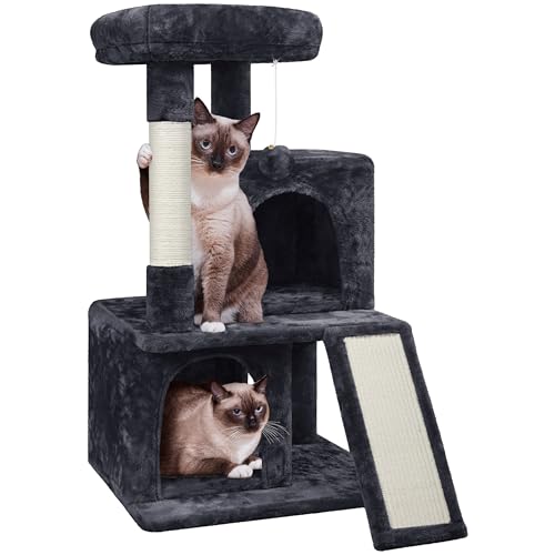 Yaheetech Kratzbaum, Stabiler Katzenbaum 91 cm Katzenkratzbaum, mit 2 Häuschen Sisal und Spielball, Spielbaum für Katzen, Schwarz Yaheetech Kratzbaum, Stabiler Katzenbaum 91 cm Katzenkratzbaum, mit 2 Häuschen Sisal und Spielball, Spielbaum für Katzen, Schwarz von Yaheetech