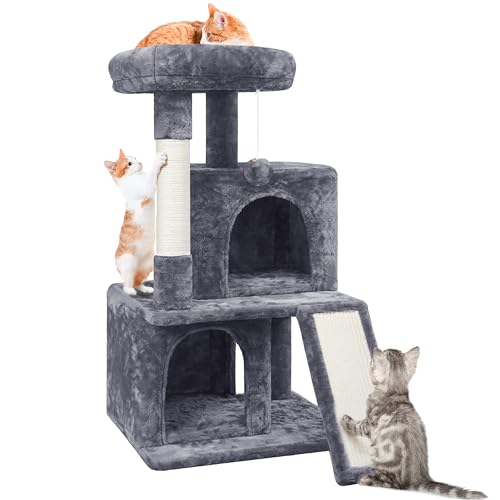 Yaheetech Kratzbaum, Stabiler Katzenbaum 91 cm Katzenkratzbaum, mit 2 Häuschen Sisal und Spielball, Spielbaum für Katzen, Dunkelgrau Yaheetech Kratzbaum, Stabiler Katzenbaum 91 cm Katzenkratzbaum, mit 2 Häuschen Sisal und Spielball, Spielbaum für Katzen, Dunkelgrau von Yaheetech