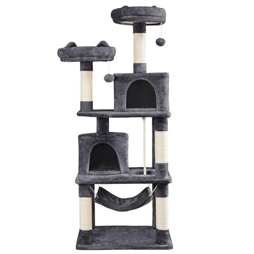 Yaheetech Kratzbaum Stabiler Katzenkratzbaum mit Sisal-Kratzstangen Plüsch Hängematte Kletterbaum für Mehrkatzenfamilie Dunkelgrau Yaheetech Kratzbaum Stabiler Katzenkratzbaum mit Sisal-Kratzstangen Plüsch Hängematte Kletterbaum für Mehrkatzenfamilie Dunkelgrau von Yaheetech