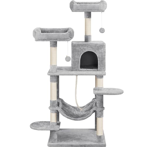 Yaheetech Stabiler Kratzbaum mit Sisal-Kratzstangen Hängematte, Höhle, Spielsisal 147 cm Kletterbaum für Katzen Yaheetech Stabiler Kratzbaum mit Sisal-Kratzstangen Hängematte, Höhle, Spielsisal 147 cm Kletterbaum für Katzen von Yaheetech