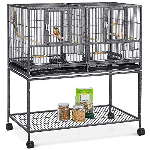 Yaheetech Stapelbarer breiter Vogelkäfig geteilter Brutkäfig für Kleinvögel Vogelkäfig mit Rollständer Yaheetech Stapelbarer breiter Vogelkäfig geteilter Brutkäfig für Kleinvögel Vogelkäfig mit Rollständer von Yaheetech