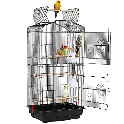 Yaheetech Vogelkäfig Vogelbauer Vogelvoliere Vogelhaus mit 4 Sitzstangen 46 x 36 x 92cm von Yaheetech