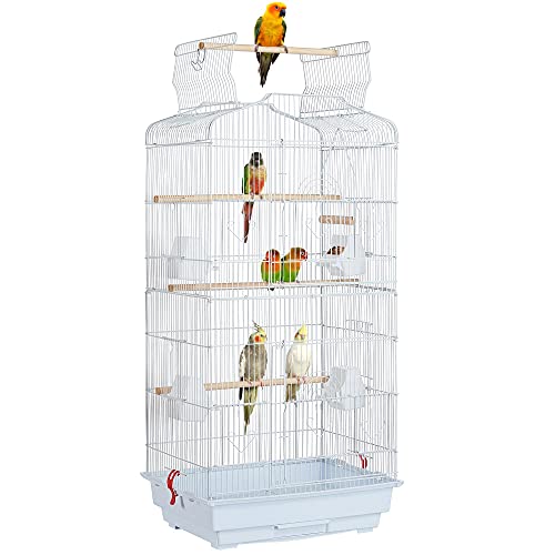 Yaheetech Vogelkäfig Vogelvoliere Tierkäfig Vogelhaus für Papagei Wellensittich 46 x 35.5 x 104.5cm Weiß von Yaheetech