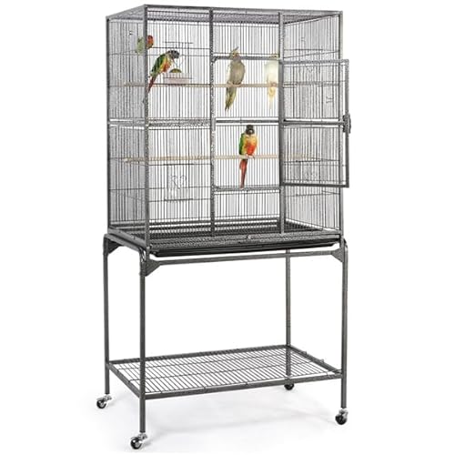 Yaheetech Vogelvoliere Vogelkäfig mit Tür Vogelhaus Vogelbauer mit 4 Rollen 47 x 81 x 160 cm von Yaheetech