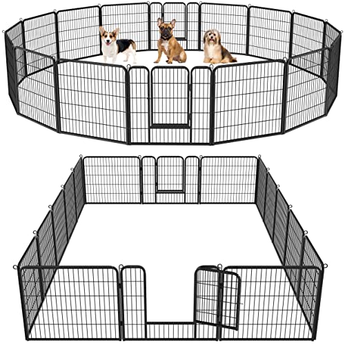 Yaheetech 16 eckig Welpenauslauf 80cm hoch Freigehege Metall Laufstall mit 2 Tür Hundelaufstall für Hund Zaun Gitter Welpen Hasen Kaninchen von Yaheetech