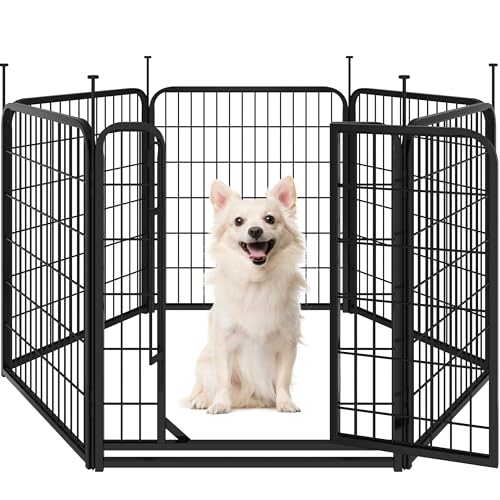 Yaheetech Welpenlaufstall 6-teilig 80cm, Hundeauslauf Einteilige Verriegelung, Verbindungsstangen mit rundem Kopf, Faltbare Freilaufgehege für Hunde Wohnung und Garten, Aufbau werkzeugfrei von Yaheetech