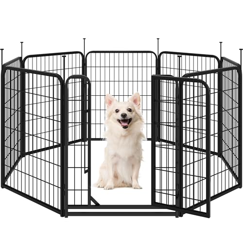 Yaheetech Welpenlaufstall 8-teilig 80cm, Hundeauslauf Einteilige Verriegelung, Verbindungsstangen mit rundem Kopf, Faltbare Freilaufgehege für Hunde Wohnung und Garten, Aufbau werkzeugfrei von Yaheetech