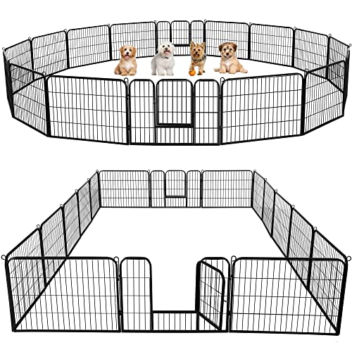 Yaheetech 16-teilig Welpenlaufstall Freigehege mit 2 Türen, Welpenzaun für Hunde je Panel 80 x 60 cm, Schwarz von Yaheetech