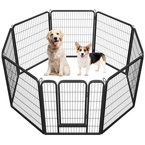 Yaheetech Welpenlaufstall 8 Gitter je 80 x 100 cm,Hundelaufstall Mit automatischer Verriegelung, Freilaufgehege Hundezaun Für Hund, Katze, Welpe, Kaninchen, Hühner von Yaheetech