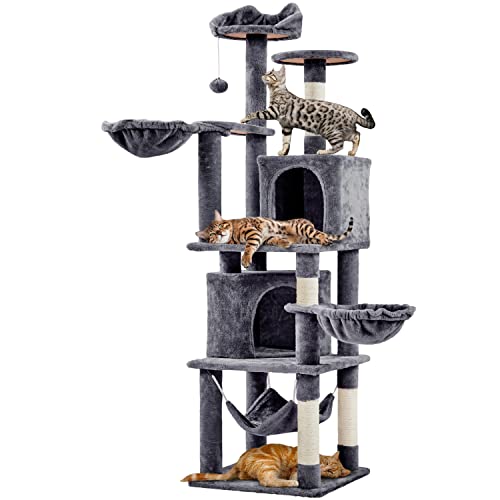 Yaheetech XXL Katzenkratzbaum 175 cm deckenhoch Kratzbaum für 3-4 Katzen, Stabil Kletterbaum mit Sisal-Kratzsäulen Plattformen Korb Hängematte Plüschball, Dunkelgrau Yaheetech XXL Katzenkratzbaum 175 cm deckenhoch Kratzbaum für 3-4 Katzen, Stabil Kletterbaum mit Sisal-Kratzsäulen Plattformen Korb Hängematte Plüschball, Dunkelgrau von Yaheetech