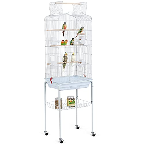 Yaheetech XXL Vogelkäfig Vogelbauer Wellensittich Kanarien mit Freisitz und Zubebör mit Ständer Weiß Yaheetech XXL Vogelkäfig Vogelbauer Wellensittich Kanarien mit Freisitz und Zubebör mit Ständer Weiß von Yaheetech